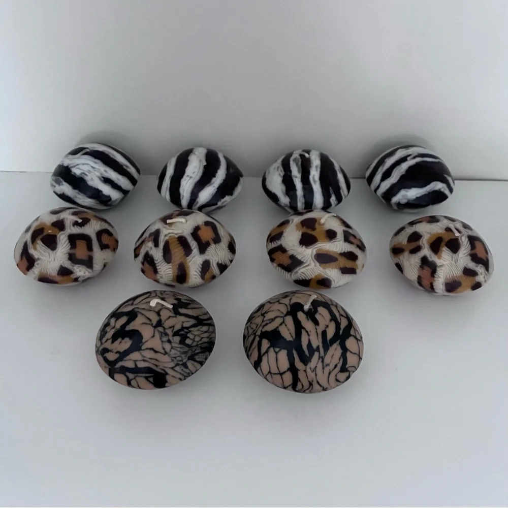UNSCENTED Animal Print Candles  Shape: “mini-dome/mushroom” Total 10 candles